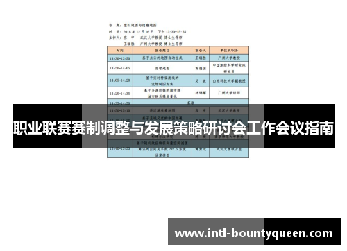职业联赛赛制调整与发展策略研讨会工作会议指南