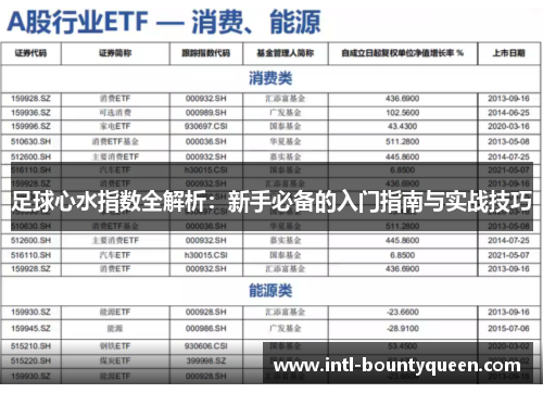 足球心水指数全解析：新手必备的入门指南与实战技巧